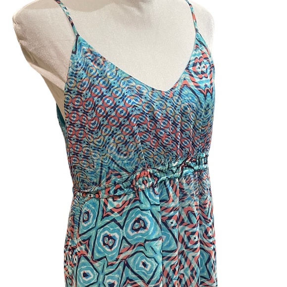 Charlie Paige abstract print spaghetti strap vacation summer maxi dress medium - Picture 2 of 15